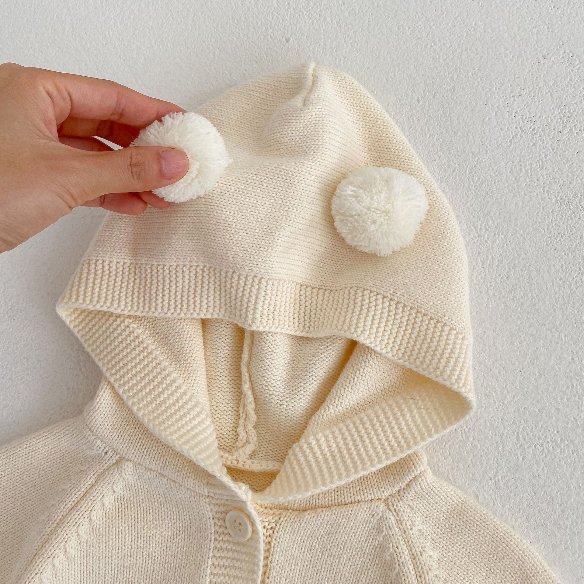Baby Solid Color Full Button Design Knit Long Sleeve Jumpsuits
