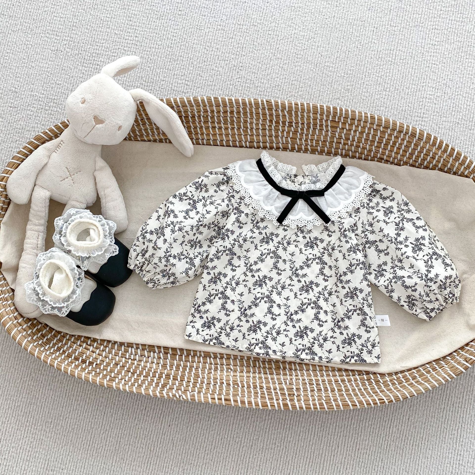Arrival Spring Girls Long Sleeves Butterfly-Bows/Floral Pattern Top and Overalls Onesies Set Clothing Set-0